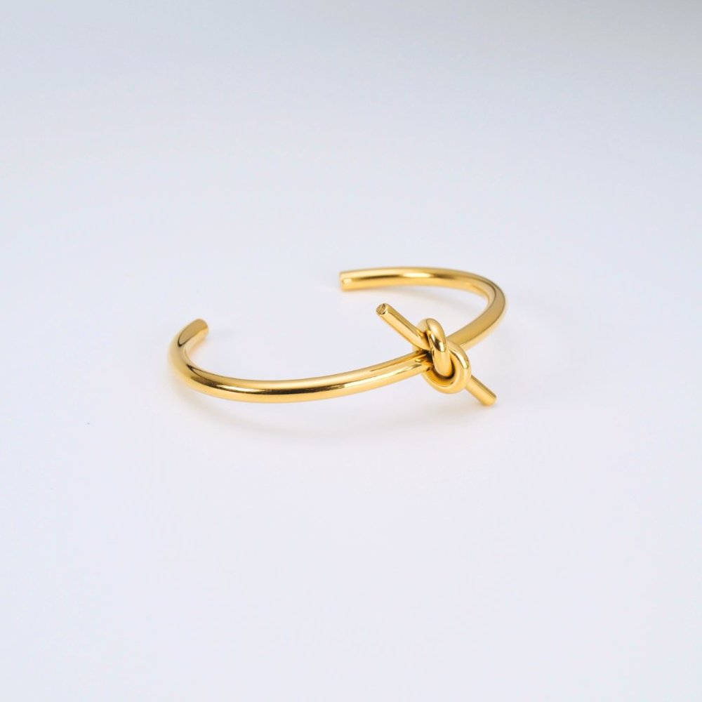 Lele Knot Gold Plated Cuff Bangle Bracelet - Picture 2 of 6
